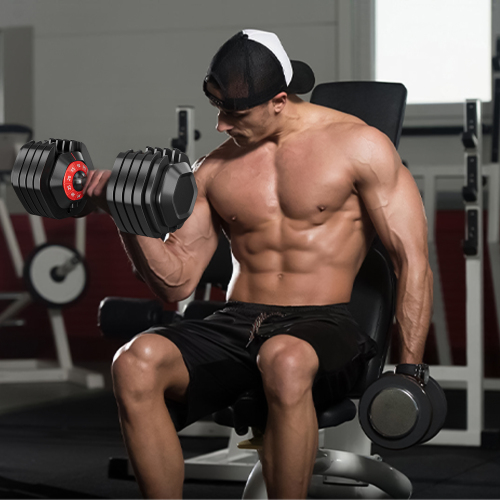 55 lb Adjustable Dumbbell — 10 Weight Settings