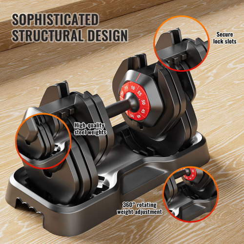 55 lb Adjustable Dumbbell — 10 Weight Settings