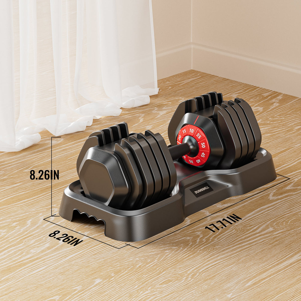 55 lb Adjustable Dumbbell — 10 Weight Settings