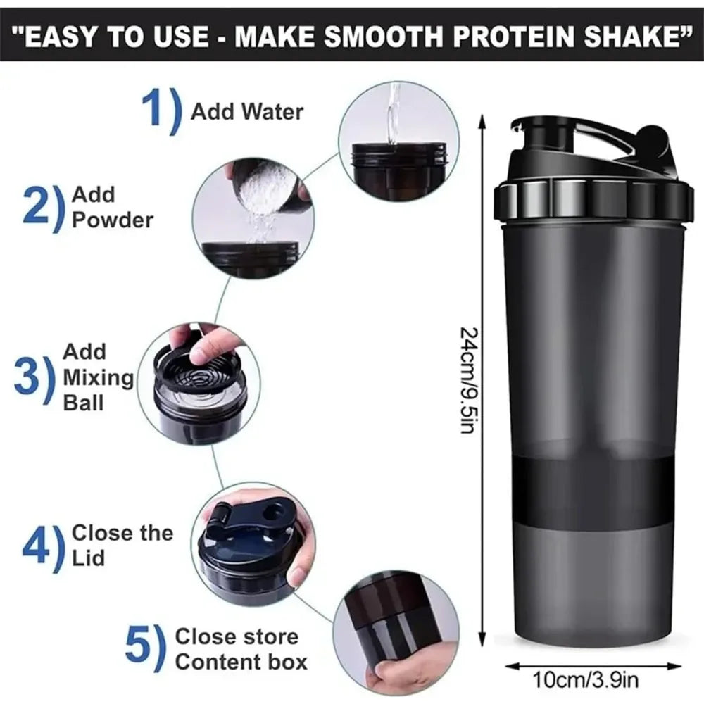 3-Layer Protein Shaker Bottle